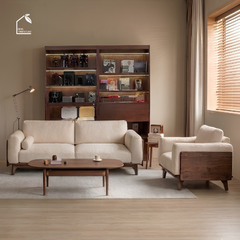 HONA, SFD_001, sofa đơn phong cách Japandi thanh lịch, 95x97x80cm, Plywood phủ Veneer, Nội thất Nhà Trên Cao
