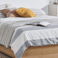 MEY, Giường ngủ phối lưới mây nhẹ nhàng, thư thái, 200x160x35cm, MDF phủ Melamine, Nội thất Nhà Trên Cao