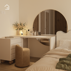 BRUNA, BTD_012, Bàn trang điểm hiện đại sang trọng, 120x40x75cm, MDF phủ sơn 2K, Nội thất Nhà Trên Cao