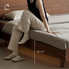 HONA, GN_017, Giường ngủ phong cách sang trọng tối giản, 200x160x100cm, Plywood phủ Veneer, Nội thất Nhà trên cao