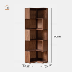 VANO, Kệ Sách Góc Tối Ưu Không Gian, KS_012, 60x60x190cm, Gỗ Plywood Phủ Veneer, Nội Thất Nhà Trên Cao