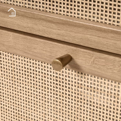 LAVIA, Tủ lưu trữ phối lưới mây tre, TLT_068, 60x40x140cm, Gỗ Plywood phủ Veneer, Nội thất Nhà trên cao