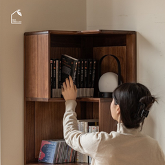 VANO, KS_012, Kệ Sách Góc Tối Ưu Không Gian, 60x60x190cm, Gỗ Plywood Phủ Veneer, Nội Thất Nhà Trên Cao
