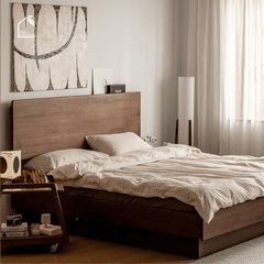 LINEA, GN_018, Giường ngủ phong cách sang trọng tối giản, 200x160x100cm, Plywood phủ veneer, Nội thất Nhà trên cao