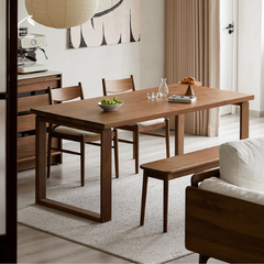 HONA, BA_003, bàn ăn gia đình phong cách Japandi thanh lịch, 160x80x76cm, Plywood phủ veneer, Nội thất Nhà trên cao