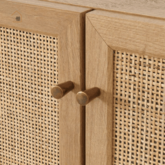MEY, Tủ lưu trữ phối lưới mây hài hòa công năng, 70x40x90cm, MDF phủ melamine, Nội thất Nhà Trên Cao