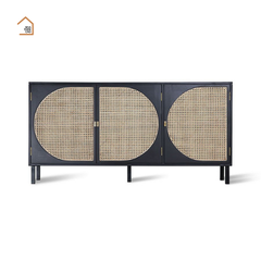 GALON, Tủ lưu trữ trang trí phối lưới mây tre, TLT_038, 140x40x70cm, Gỗ MDF phủ sơn 2K, Nội thất Nhà trên cao