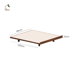 NUBI, GN_019, Giường ngủ phong cách sang trọng tối giản, 200x180x32cm, Plywood phủ Veneer, Nội thất Nhà trên cao