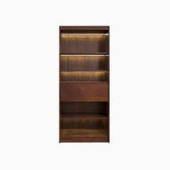 SOLIN, KS_014, kệ sách hiện đại có đèn, 90x30x198cm, Plywood phủ veneer, Nội thất Nhà trên cao