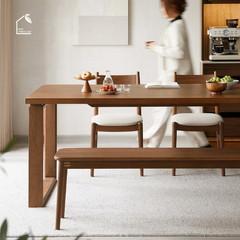 HONA, BA_003, bàn ăn gia đình phong cách Japandi thanh lịch, 160x80x76cm, Plywood phủ veneer, Nội thất Nhà trên cao