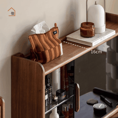 SOLIN, Bàn trang điểm phối kính, 90x45x130cm, Plywood phủ veneer, Nội thất Nhà Trên Cao