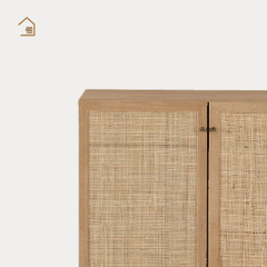 MEY, Tủ lưu trữ phối lưới mây hài hòa công năng, 70x40x90cm, MDF phủ melamine, Nội thất Nhà Trên Cao