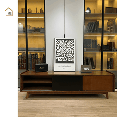 TENO, Kệ tivi thiết kế sang trọng, TTV_090, 180x40x50cm, Gỗ cao su phủ Veneer, Nội thất Nhà trên cao
