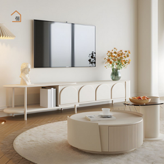 FRANKIE, Kệ tivi kết hợp trang trí phong cách hiện đại, MDF phủ sơn 2K, TTV_062, 220x40x50cm, Nội thất Nhà Trên Cao