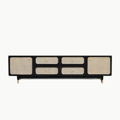GALON, TTV_079, Kệ tivi phối lưới mây tre tối giản, 180x40x55cm, Gỗ MDF phủ sơn 2K, Nội thất Nhà trên cao