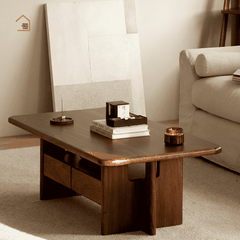 SOLIN, BT_012, Bàn trà phong cách sang trọng, 100x50x40cm, Plywood phủ veneer, Nội thất Nhà trên cao