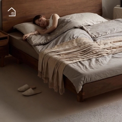 HONA, Giường ngủ phong cách sang trọng tối giản, GN_017, 200x160x100cm, Plywood phủ Veneer, Nội thất Nhà trên cao