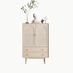 AUDRA, TLT_095, Tủ trang trí lưới mây tre, 60x40x100cm, MDF phủ sơn 2K, Nội thất Nhà trên cao