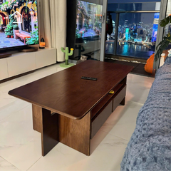 SOLIN, BT_012, Bàn trà phong cách sang trọng, 100x50x40cm, Plywood phủ veneer, Nội thất Nhà trên cao