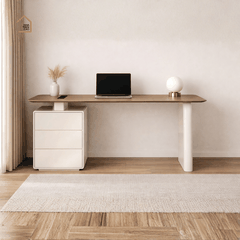 MYRNA, BLV_014, Bàn làm việc sang trọng hiện đại có tủ lưu trữ, 140x60x75cm, MDF phủ sơn 2K, Nội thất Nhà Trên Cao