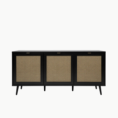 GALON, TLT_037, Tủ lưu trữ phong cách cổ điển phối mây tre, 140x40x70cm, Nội thất Nhà trên cao