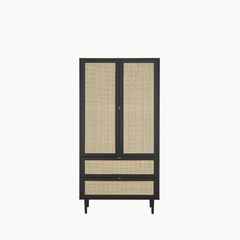 GALON, TQA_017, Tủ quần áo phối lưới mây tre, 100x55x200cm, Nội thất Nhà trên cao