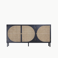 GALON, TLT_038, Tủ lưu trữ trang trí phối lưới mây tre, 140x40x70cm, Gỗ MDF phủ sơn 2K, Nội thất Nhà trên cao