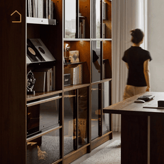 CABY, Kệ sách trang trí Japandi tối giản, KS_010, 90x30x180cm, Plywood phủ veneer, Nội thất Nhà trên cao