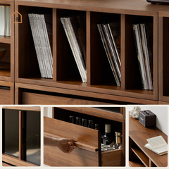 ZUMO, Kệ sách trang trí Japandi tối giản, KS_009, 140x38x80cm, Plywood phủ Veneer, Nội thất Nhà trên cao