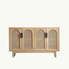 MAY, Tủ lưu trữ trang trí phối mây tre phong cách JAPANDI , TLT_010, 150x40x90cm, Nội thất Nhà trên cao