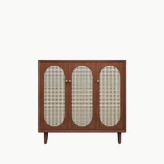 MECHAY, TLT_001, Tủ lưu trữ phong cách cổ điển phối mây tre, 100x40x90cm, Nội thất Nhà trên cao