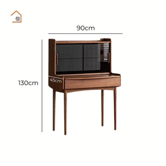 SOLIN, Bàn trang điểm phối kính, 90x45x130cm, Plywood phủ veneer, Nội thất Nhà Trên Cao