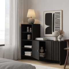 RASU, Kệ 4 tầng kèm tủ 2 cánh mở, CAB_300, 120x35x97cm, Nội thất Nhà trên cao