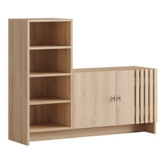 RASU, Kệ 4 tầng kèm tủ 2 cánh mở, CAB_300, 120x35x97cm, Nội thất Nhà trên cao