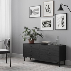 KARAL, Tủ lưu trữ, trang trí 6 ngăn kéo, CAB_350, 140x40x60cm, Nội thất Nhà trên cao