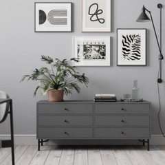 KARAL, Tủ lưu trữ, trang trí 6 ngăn kéo, CAB_350, 140x40x60cm, Nội thất Nhà trên cao