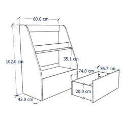 FRANKY, Kệ sách mini cho trẻ, DSH_033, 80x43x102cm, Nội thất Nhà trên cao