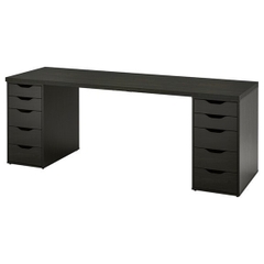 DAISA, Bàn làm việc học tập 2 tủ ngăn kéo, DES_003, 140x60x75cm, Nội thất Nhà trên cao