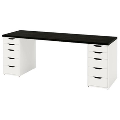 DAISA, Bàn làm việc học tập 2 tủ ngăn kéo, DES_003, 140x60x75cm, Nội thất Nhà trên cao