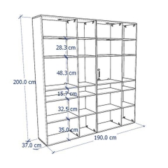 SOSA, COMBO 2 Kệ sách 6 tầng 2 gian, DSH_085, 190x37x200cm, Nội thất Nhà trên cao