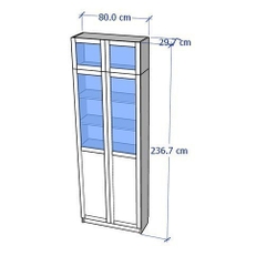 JAK, Kệ sách 7 tầng cửa kính cổ điển, DSH_044, 80x30x237cm, Nội thất Nhà trên cao