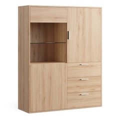 ELDE, Kệ tủ kệ để đồ đồ dùng kèm 3 ngăn kéo, CAB_329, 120x40x150cm, Nội thất Nhà trên cao