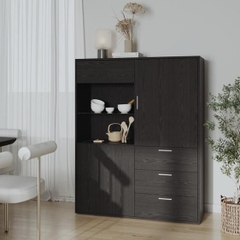 ELDE, Kệ tủ kệ để đồ đồ dùng kèm 3 ngăn kéo, CAB_329, 120x40x150cm, Nội thất Nhà trên cao