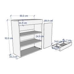 STUD, Kệ giày đa năng, SCA_018, 80x35x92cm, Nội thất Nhà trên cao