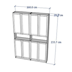 JAK, Kệ sách 7 tầng có cửa, DSH_052, 160x30x234cm, Nội thất Nhà trên cao