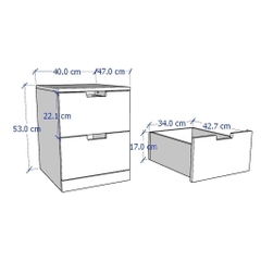 BANODAL, Tủ Tủ đầu giường 2 ngăn kéo, TAB_002, 40x47x53cm, Nội thất Nhà trên cao