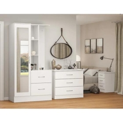 ELDE, Tủ quần áo kèm kệ để đồ đồ dùng có gương, WAR_023, 117x52x190cm, tủ đựng quần áo Nhà trên cao