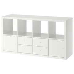 FELLY, Kệ sách 4x2 kèm 4 ô cửa, DSH_026, 144x38x75cm, Nội thất Nhà trên cao