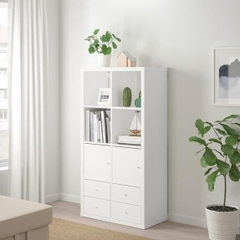 FELLY, Kệ sách 4x2 kèm 4 ô cửa, DSH_026, 144x38x75cm, Nội thất Nhà trên cao