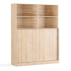 GAL, Tủ kệ để đồ đồ dùng cửa lùa kèm Kệ sách, CAB_136, 160x45x200cm, Nội thất Nhà trên cao